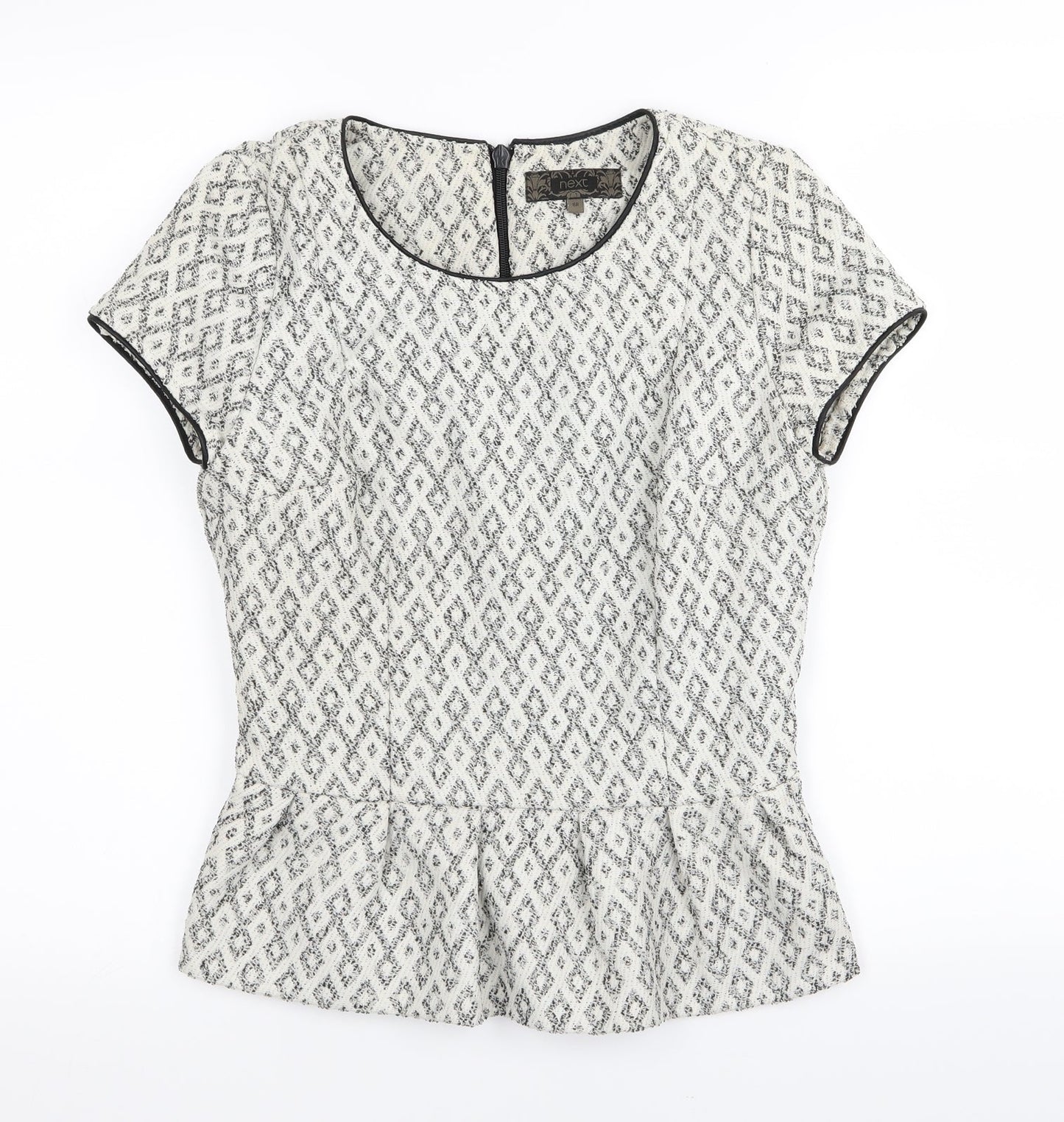 NEXT Womens White Geometric  Basic T-Shirt Size 8