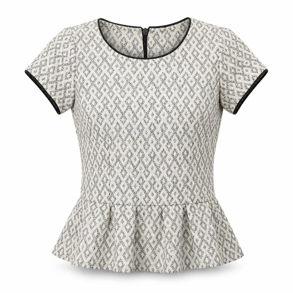NEXT Womens White Geometric  Basic T-Shirt Size 8