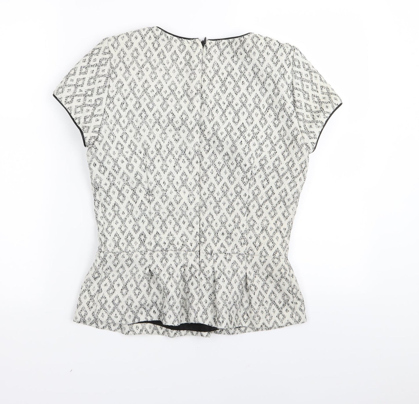NEXT Womens White Geometric  Basic T-Shirt Size 8