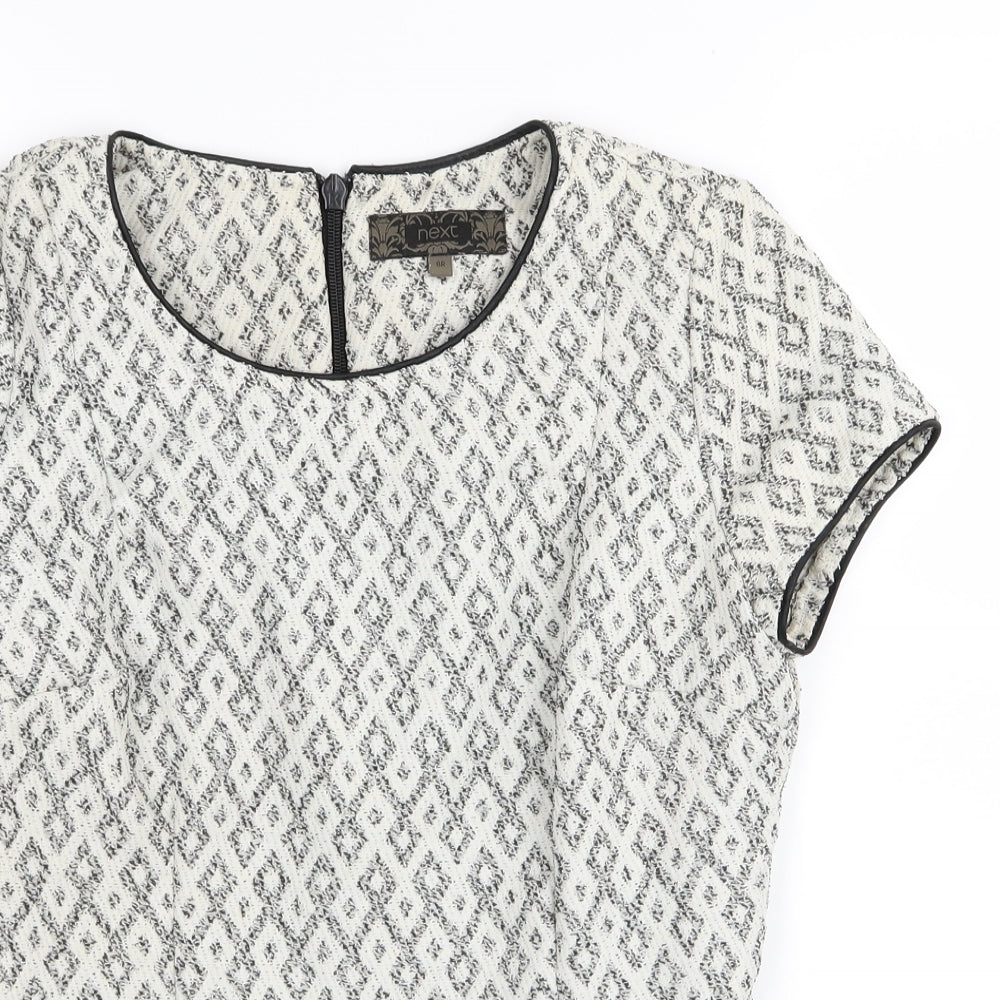 NEXT Womens White Geometric  Basic T-Shirt Size 8