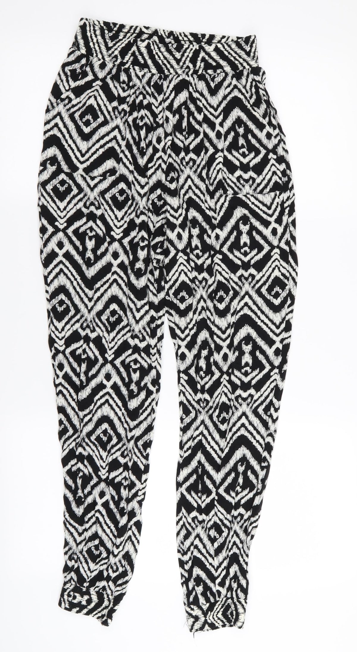 Preworn Womens Black Geometric  Trousers  Size S L28 in - Stretch waistband