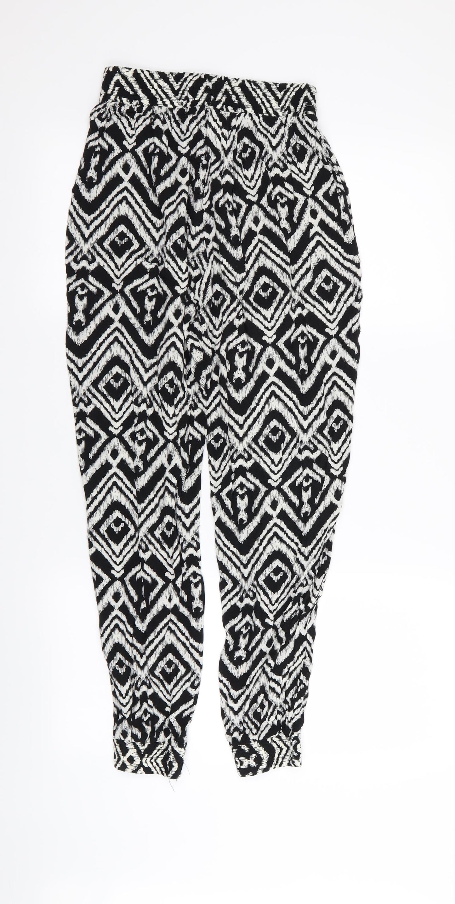 Preworn Womens Black Geometric  Trousers  Size S L28 in - Stretch waistband