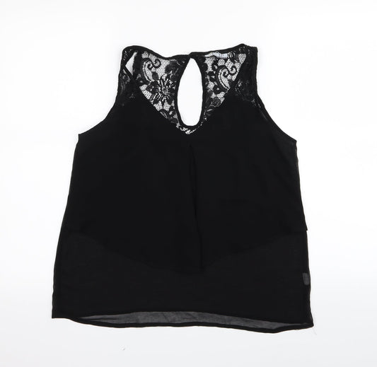 2 bone Womens Black Floral  Basic Tank Size M