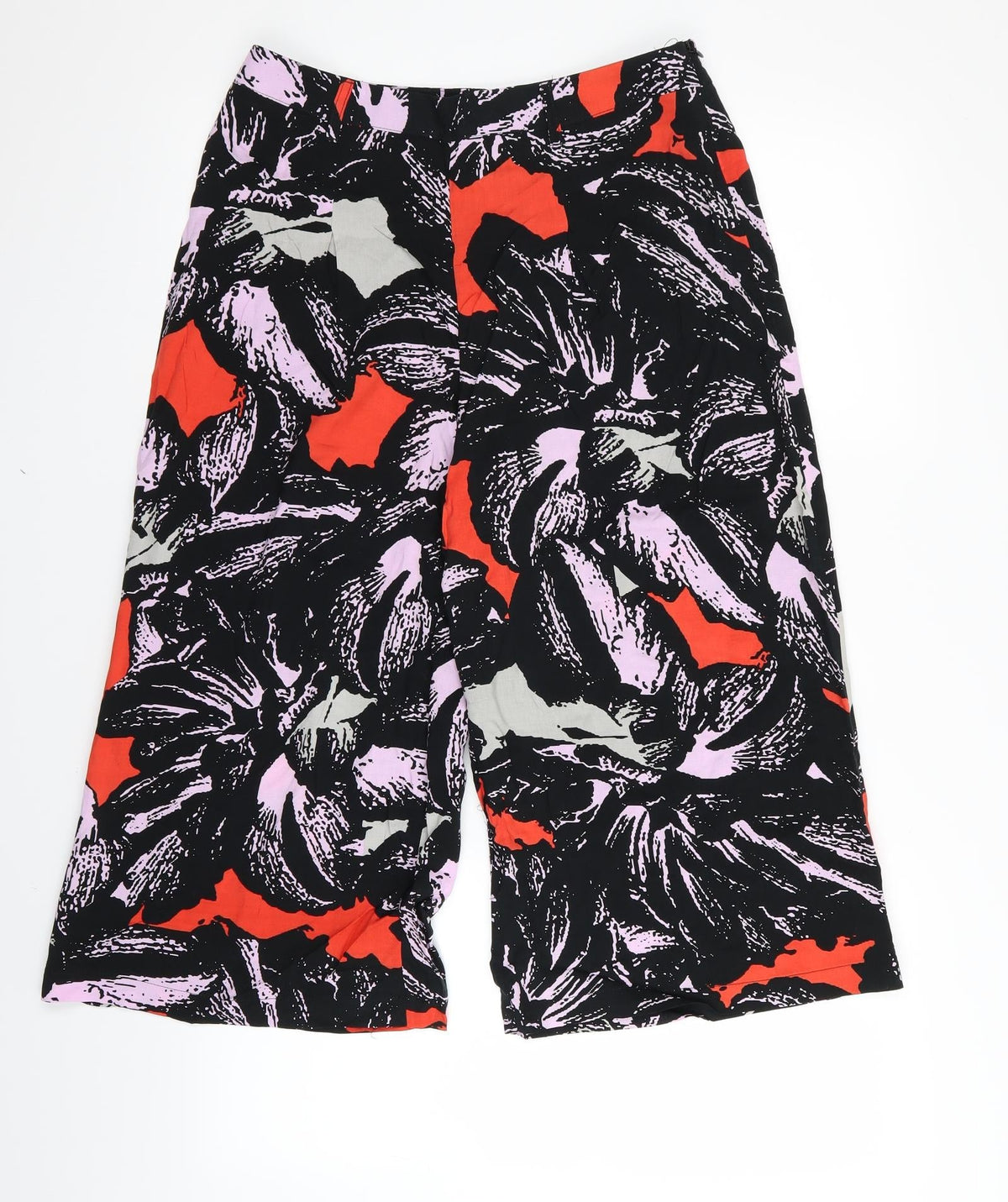 Papaya Womens Black Geometric  Capri Trousers Size 10 L20 in