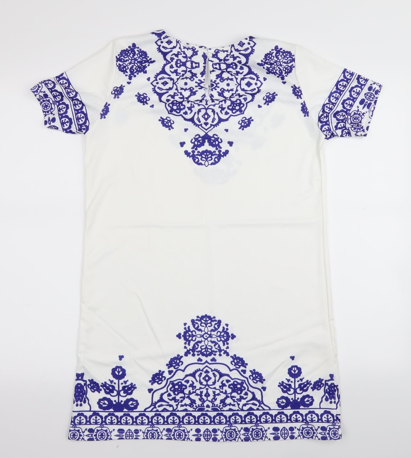 Preworn Womens White Geometric  A-Line  Size M