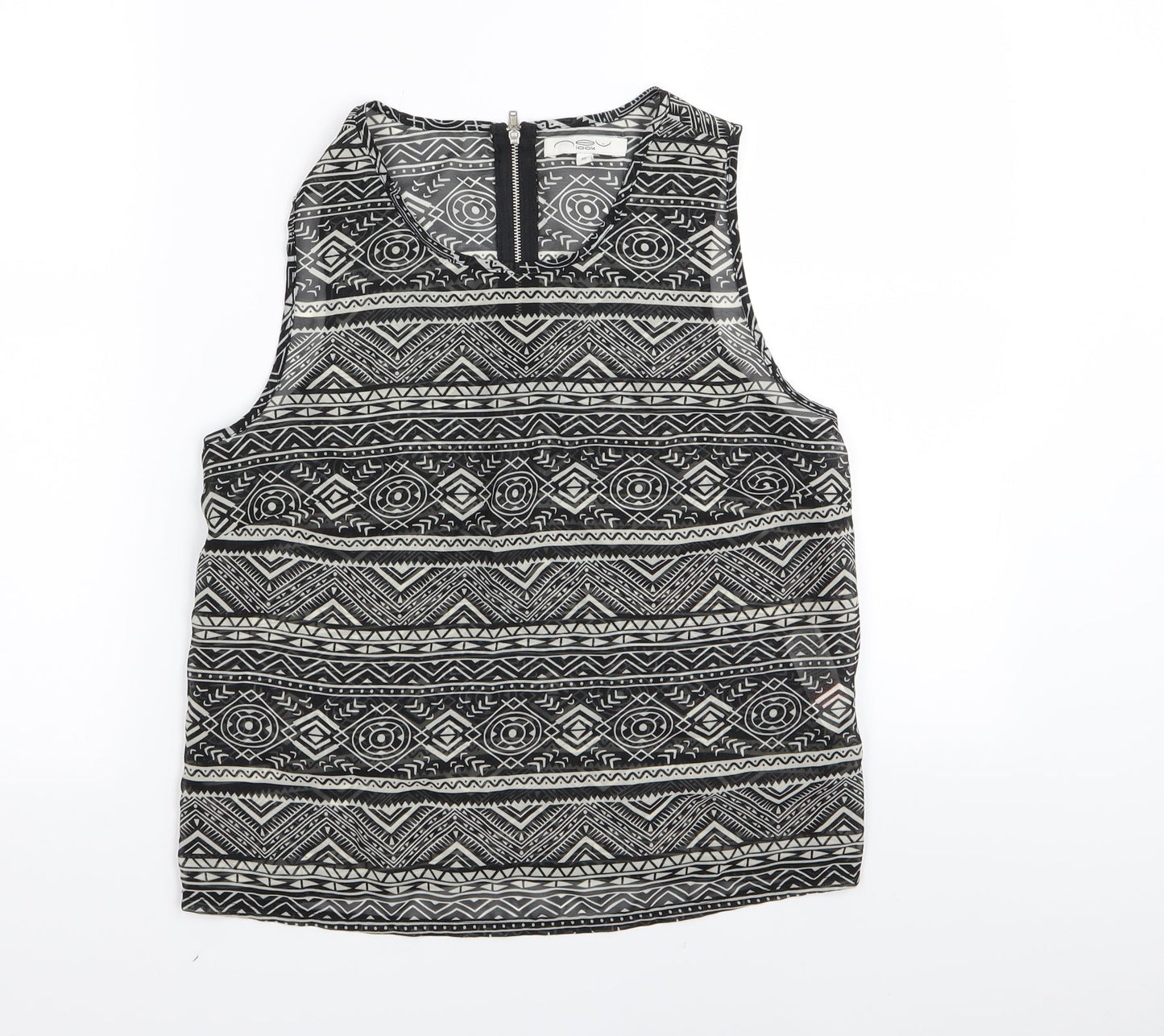 New Look Womens Black Geometric  Basic Tank Size 10