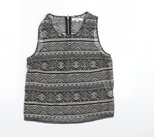 New Look Womens Black Geometric  Basic Tank Size 10