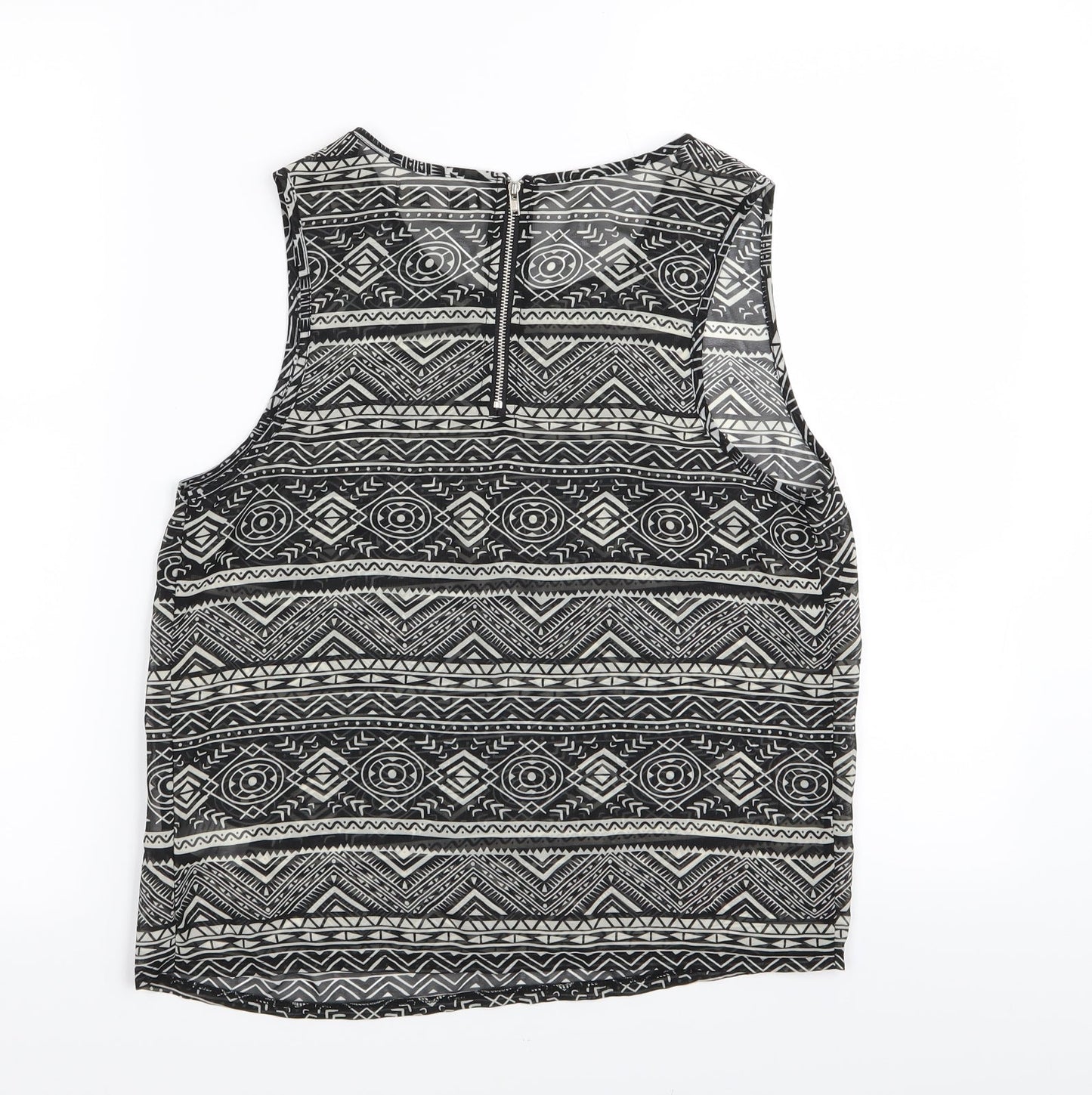 New Look Womens Black Geometric  Basic Tank Size 10
