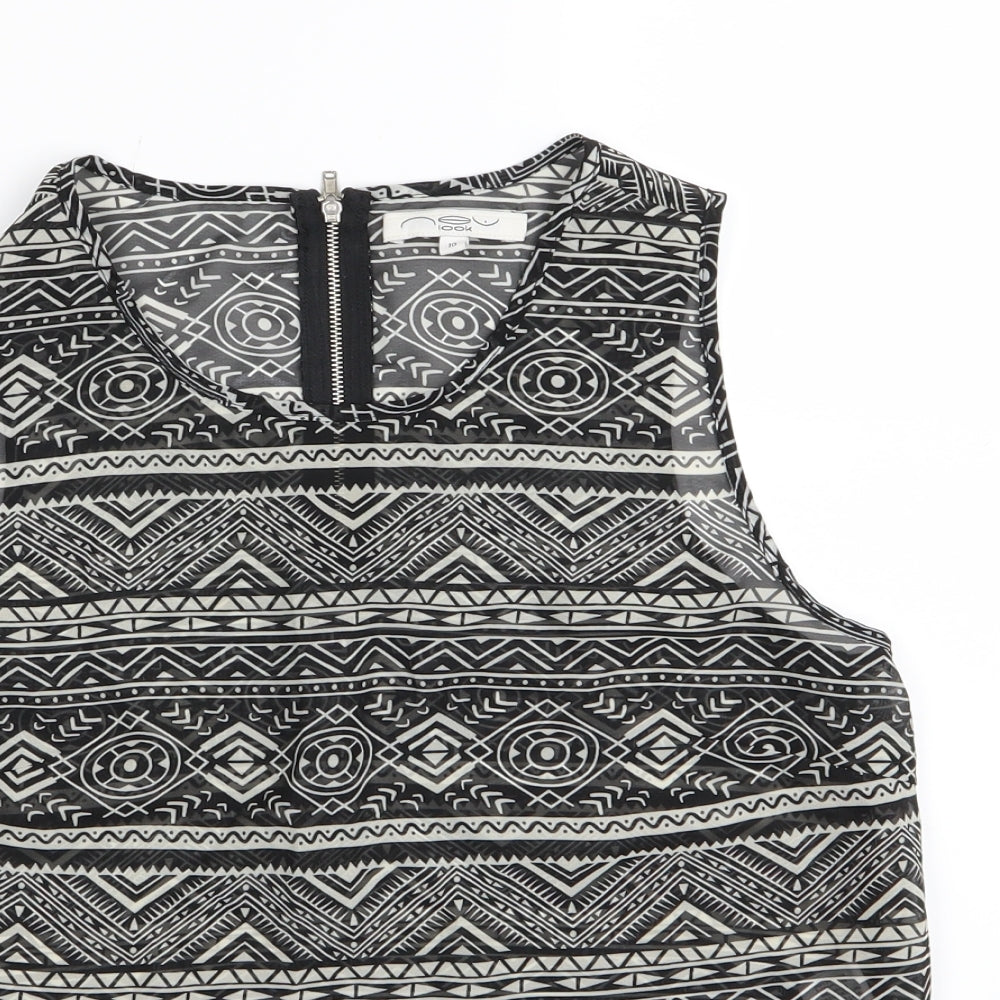 New Look Womens Black Geometric  Basic Tank Size 10
