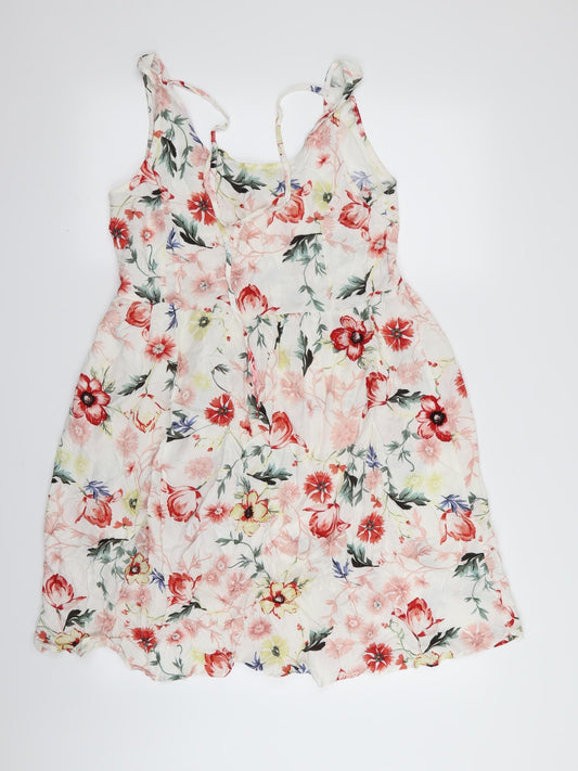 Jaqueline deYong Womens White Floral  Fit & Flare  Size 6