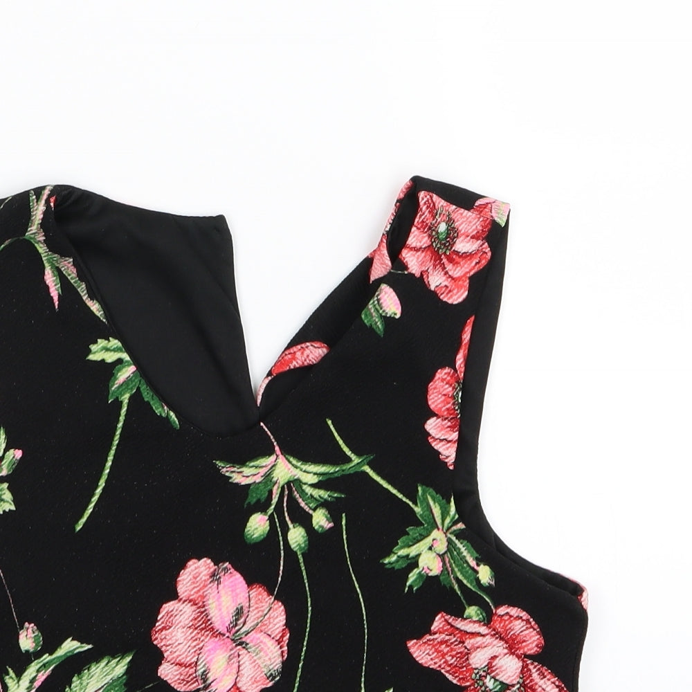 New Look Girls Black Floral  Basic Tank Size 14-15 Years