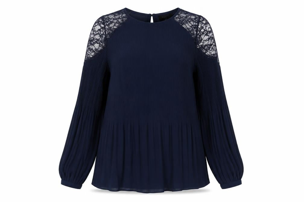 NEXT Womens Blue   Basic Blouse Size 8  - lace shoulder detail