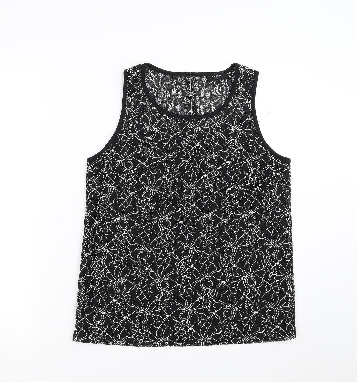 Papaya Womens Black Floral  Basic Blouse Size 10