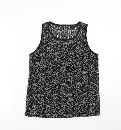 Papaya Womens Black Floral  Basic Blouse Size 10