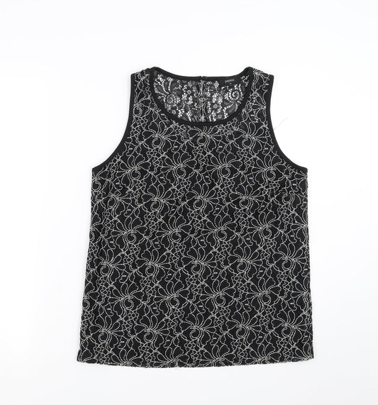 Papaya Womens Black Floral  Basic Blouse Size 10
