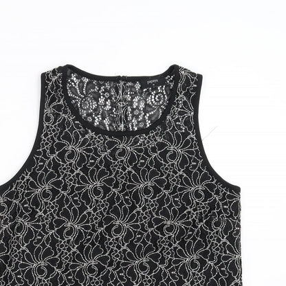 Papaya Womens Black Floral  Basic Blouse Size 10
