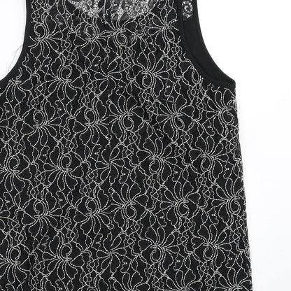 Papaya Womens Black Floral  Basic Blouse Size 10