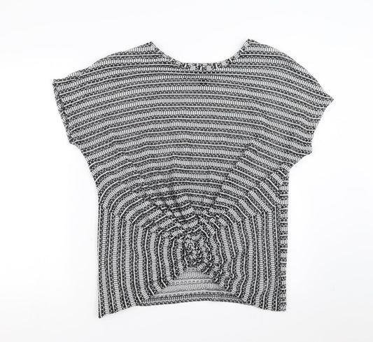 New Look Womens Black Geometric  Pullover Jumper Size L  - twist front