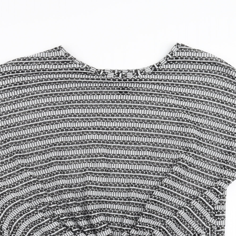 New Look Womens Black Geometric  Pullover Jumper Size L  - twist front