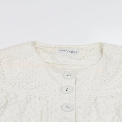 Marks & Spencer Womens White Geometric  Jacket  Size 10