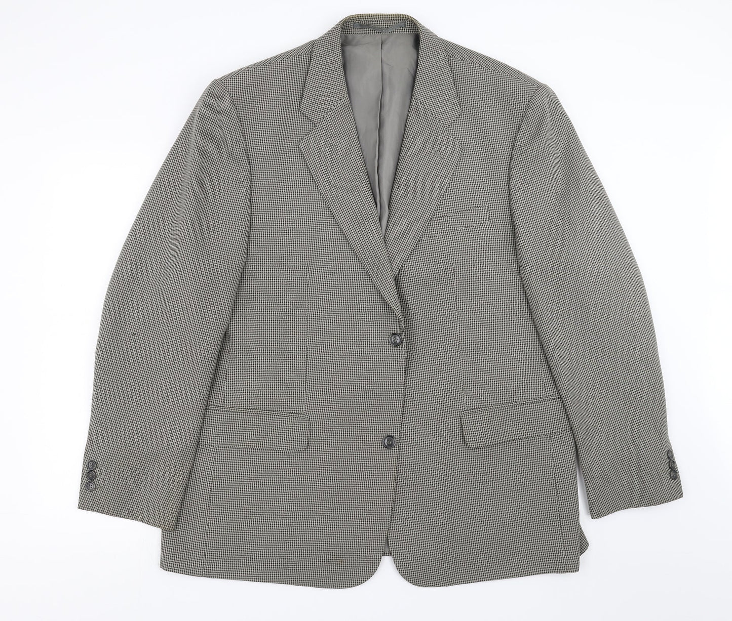 Simon taylor Mens Beige Houndstooth  Jacket Suit Jacket Size 46