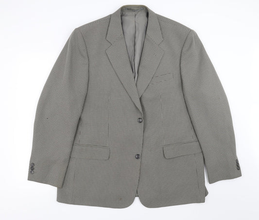 Simon taylor Mens Beige Houndstooth  Jacket Suit Jacket Size 46