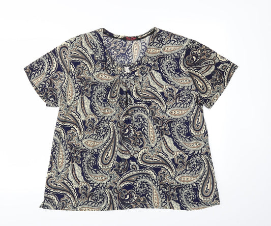 Xin Da Womens Blue Argyle/Diamond  Basic T-Shirt Size 2XL