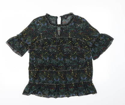 River Island Womens Black Floral  Basic T-Shirt Size 8