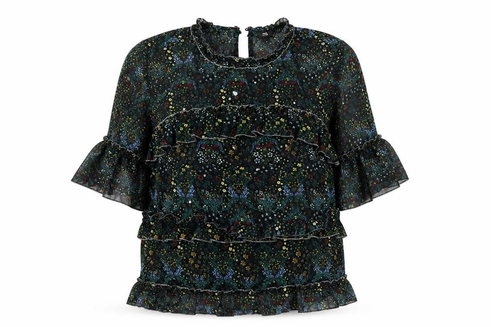 River Island Womens Black Floral  Basic T-Shirt Size 8