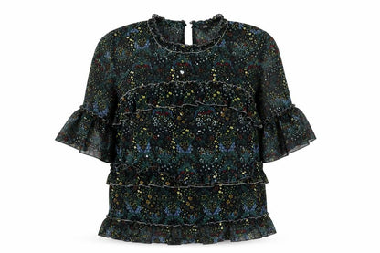 River Island Womens Black Floral  Basic T-Shirt Size 8