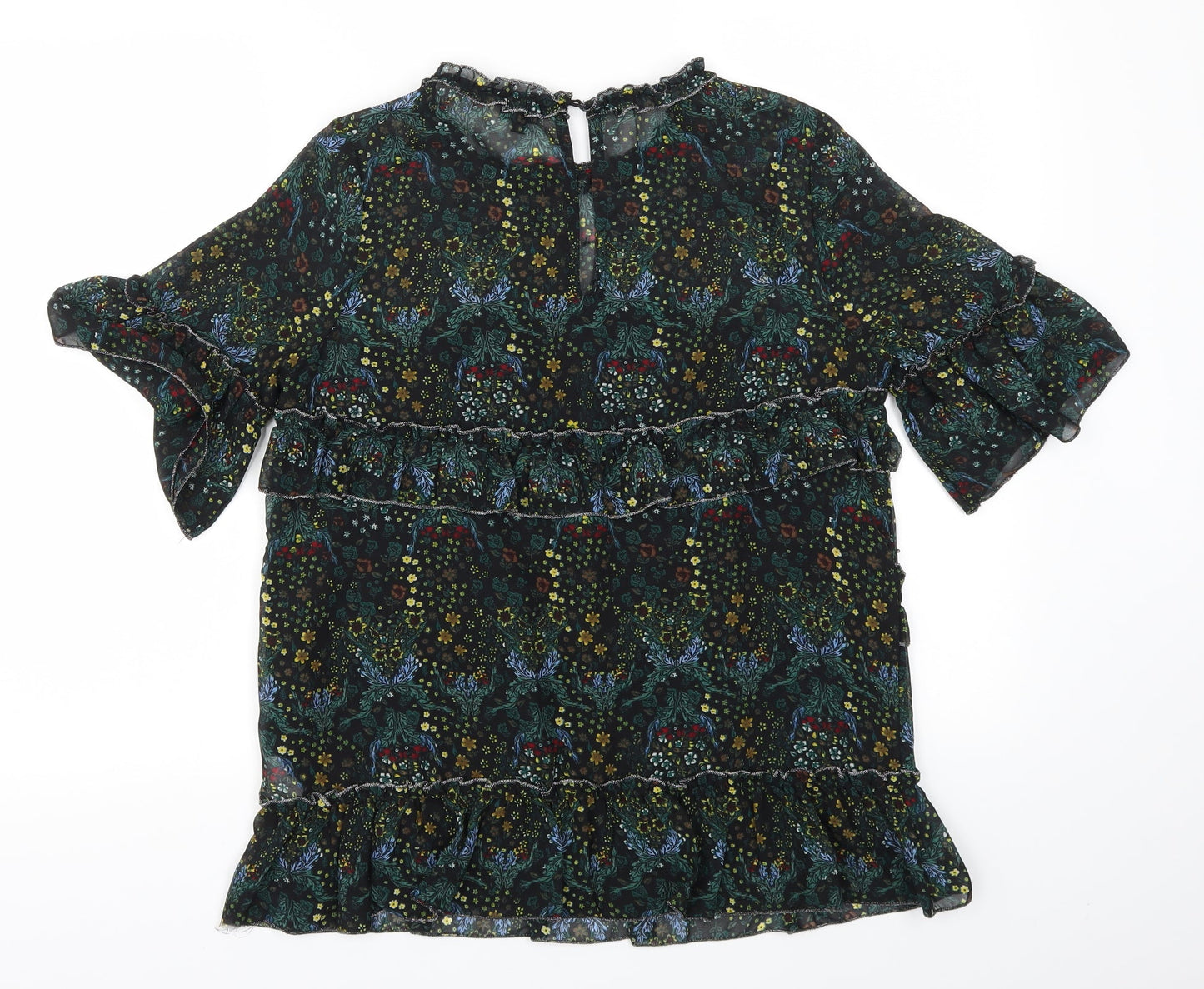 River Island Womens Black Floral  Basic T-Shirt Size 8
