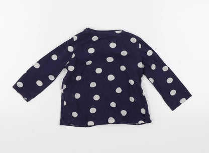 F&F Girls Blue Spotted  Basic T-Shirt Size 0-3 Months