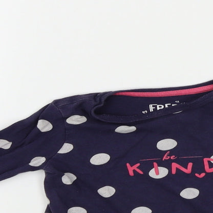F&F Girls Blue Spotted  Basic T-Shirt Size 0-3 Months