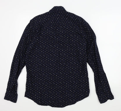 Preloved F&F Mens Blue Geometric   Button-Up Size M - Back