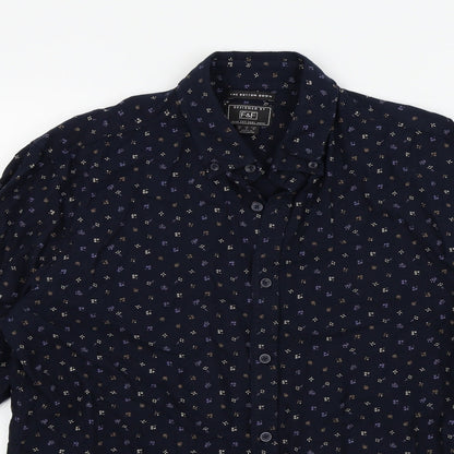 Preloved F&F Mens Blue Geometric   Button-Up Size M - Detail