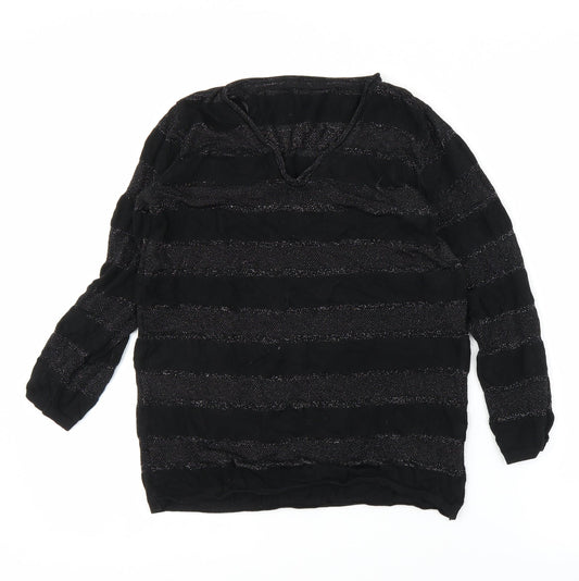 George Womens Black Striped  Pullover Jumper Size 10