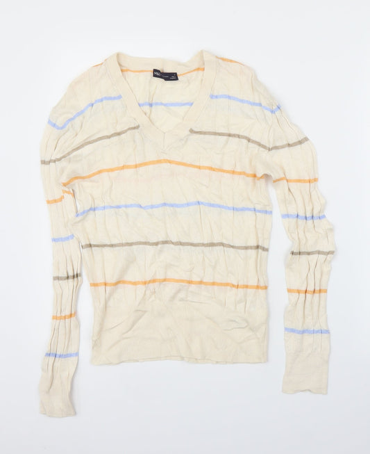 M&S Womens Beige Striped  Pullover Jumper Size S