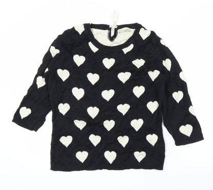 Next Womens Black   Pullover Jumper Size 10  - Loveheart