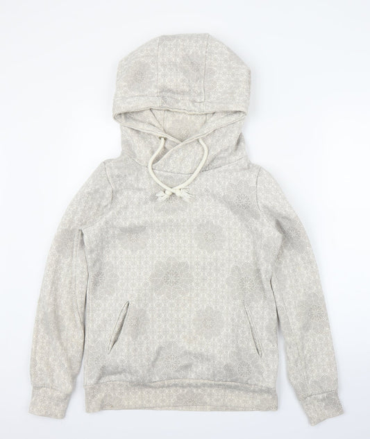 Rock Angel Womens Beige Floral  Pullover Hoodie Size M