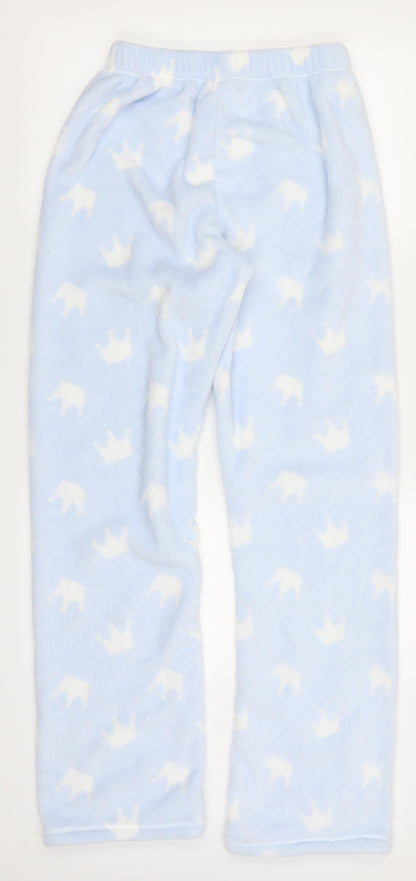 Primark Womens Blue Geometric  Trousers  Size 6 L29 in - Crown Print Loungwear