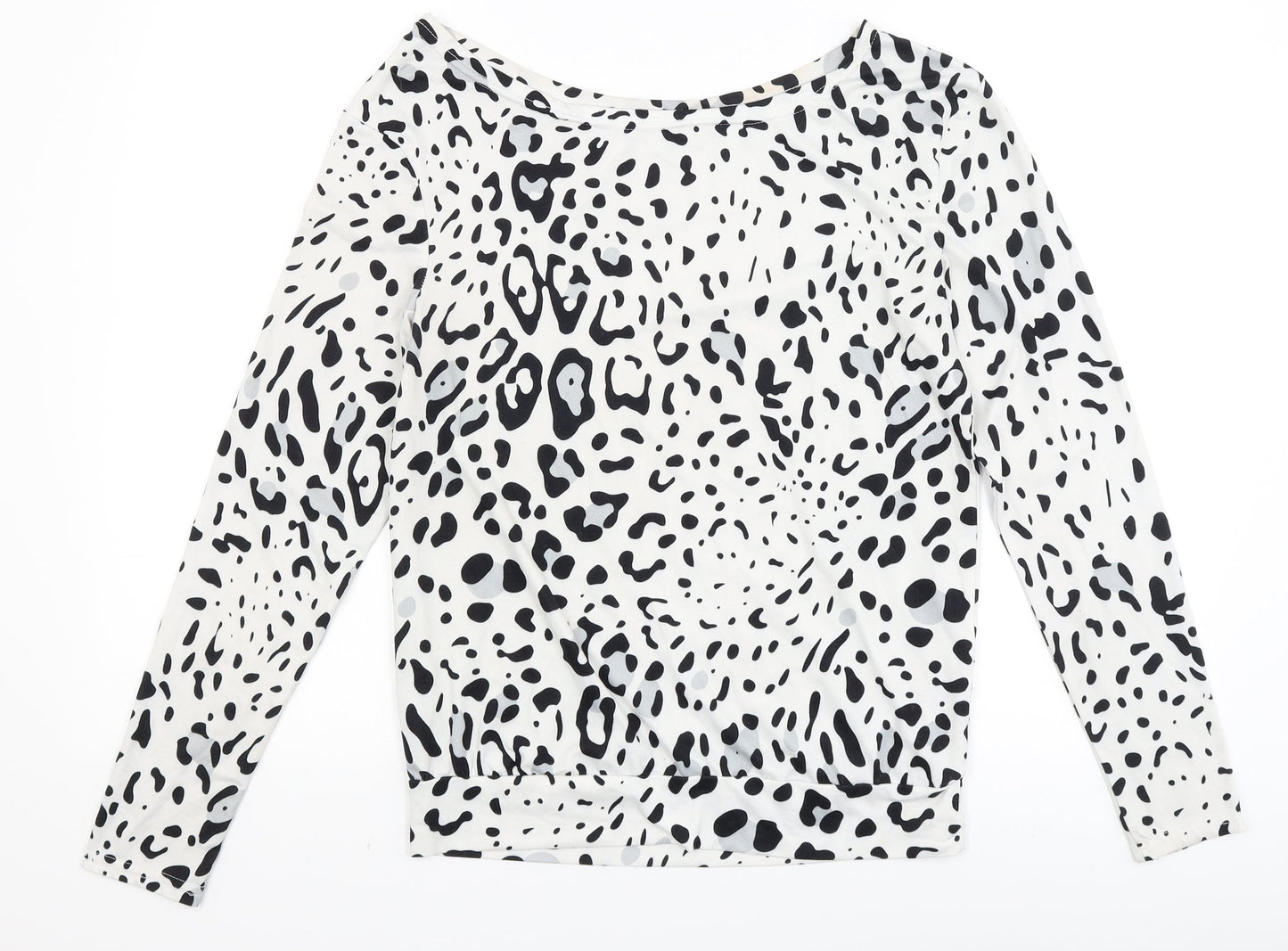 Preworn Womens White Animal Print  Basic T-Shirt Size M
