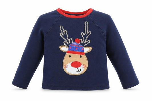 George Baby Blue   Basic T-Shirt Size 9-12 Months  - reindeer