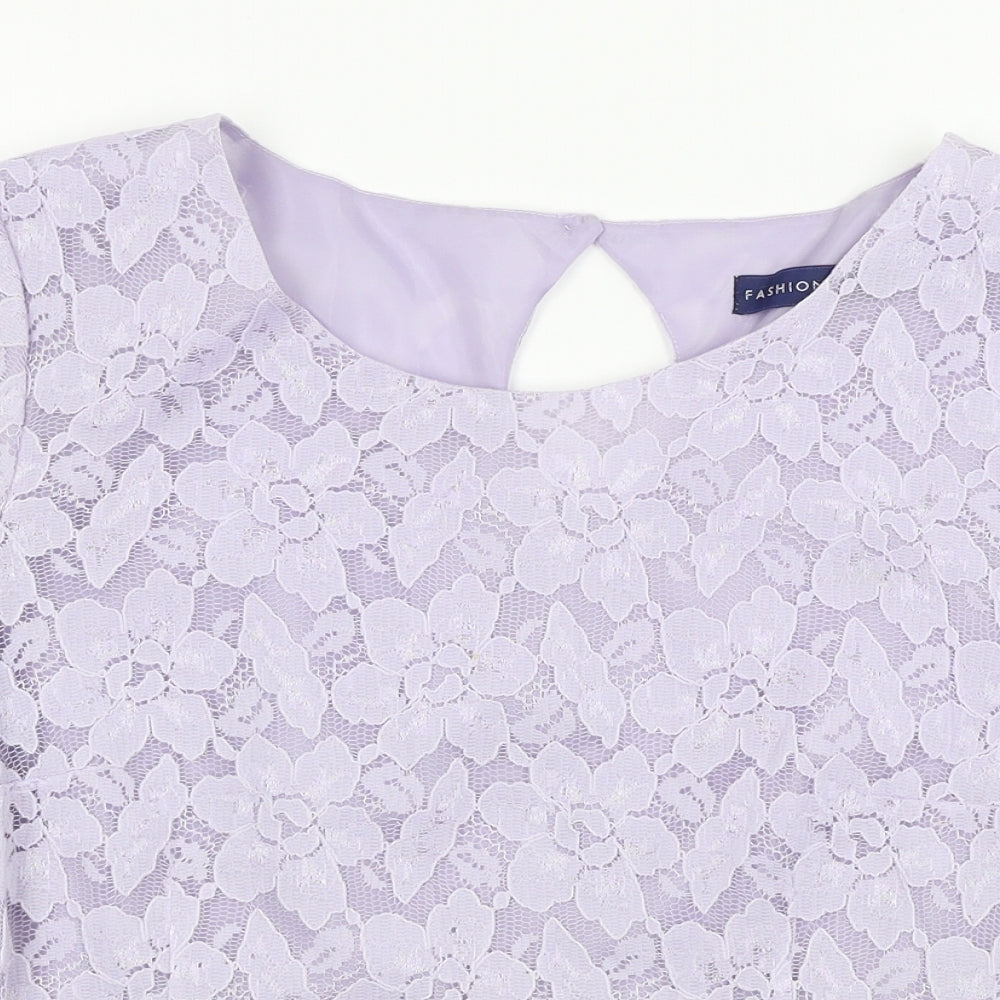 Fashion  Womens Purple Floral  Basic T-Shirt Size 14