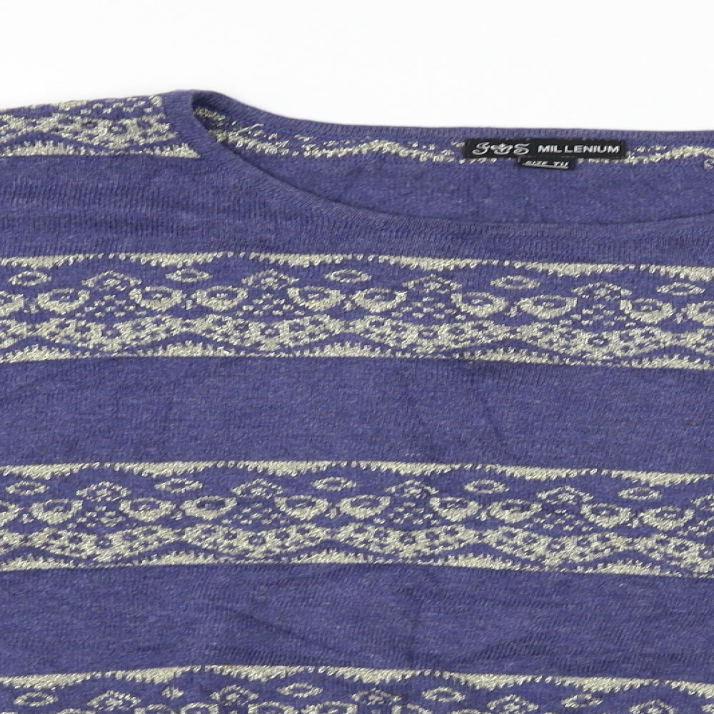 Millenium  Womens Purple Floral  Pullover Jumper One Size