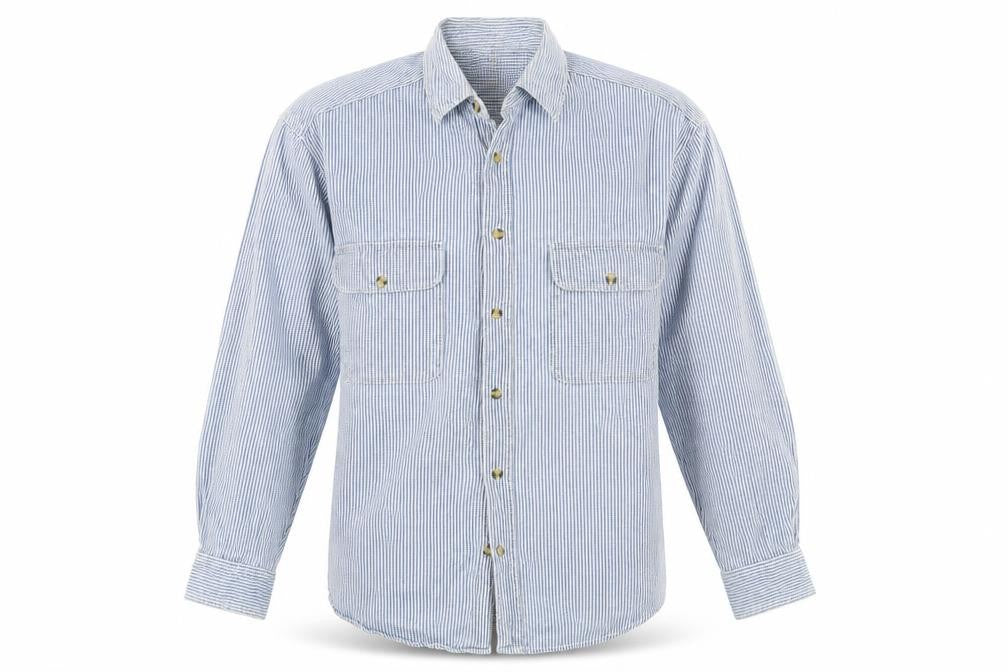 Americano Mens Blue Striped   Button-Up Size L