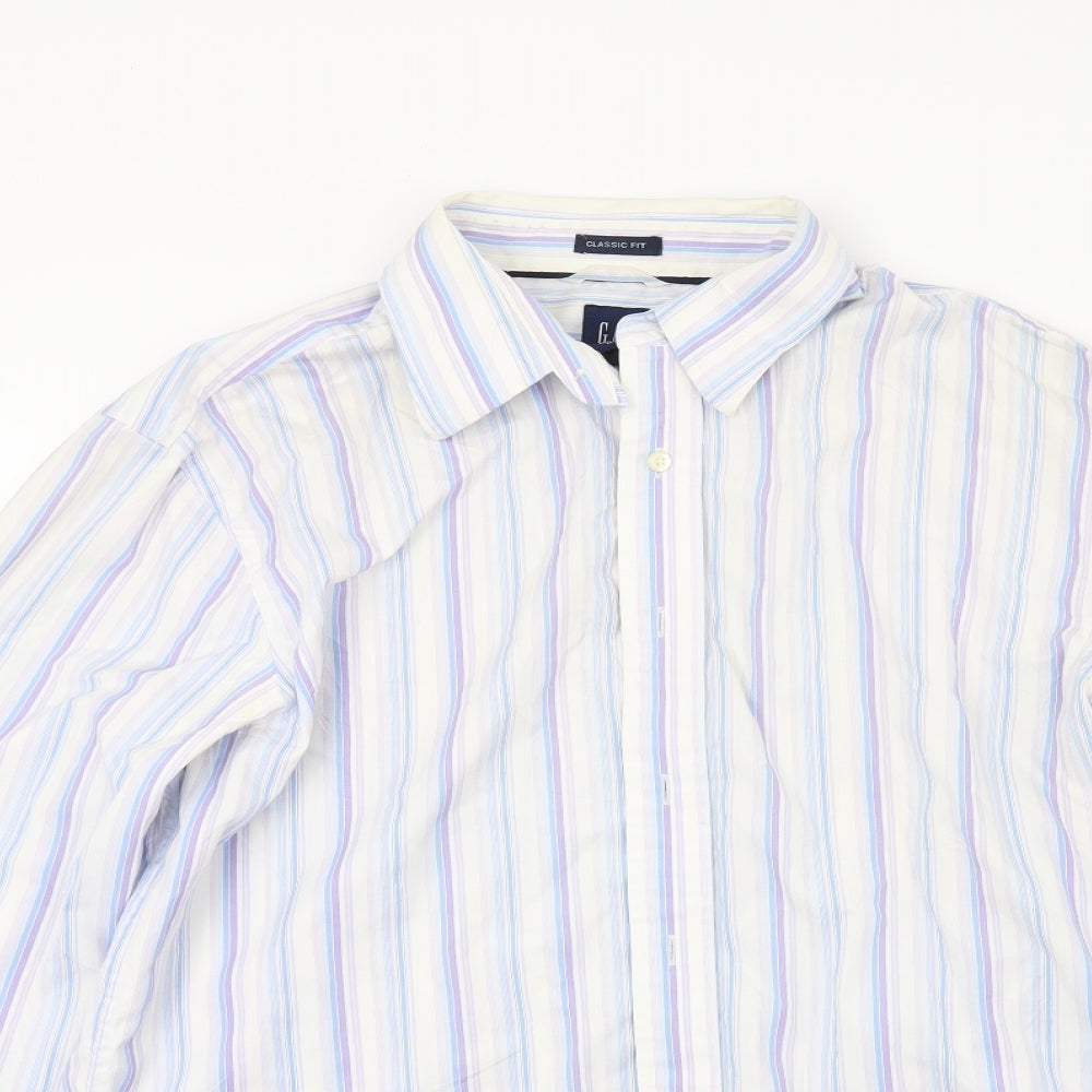Gap Mens White Striped   Dress Shirt Size 16.5