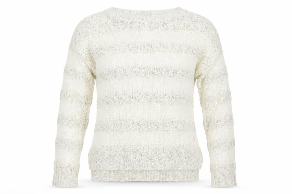 Dorothy Perkins Womens White Striped Knit Pullover Jumper Size 8