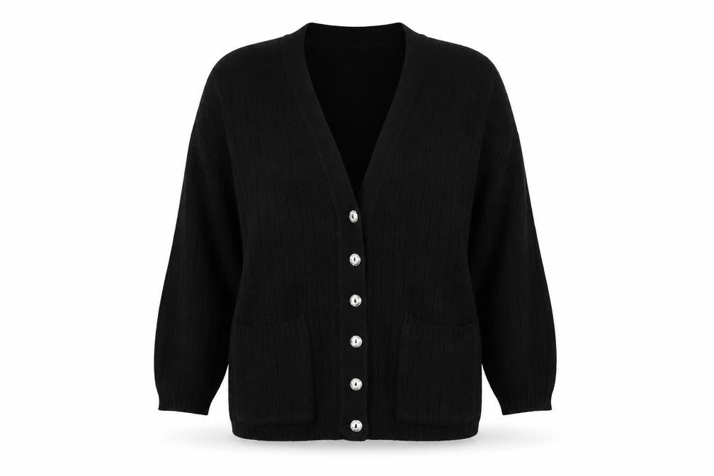 L vouge Womens Black  Knit Cardigan Jumper Size L