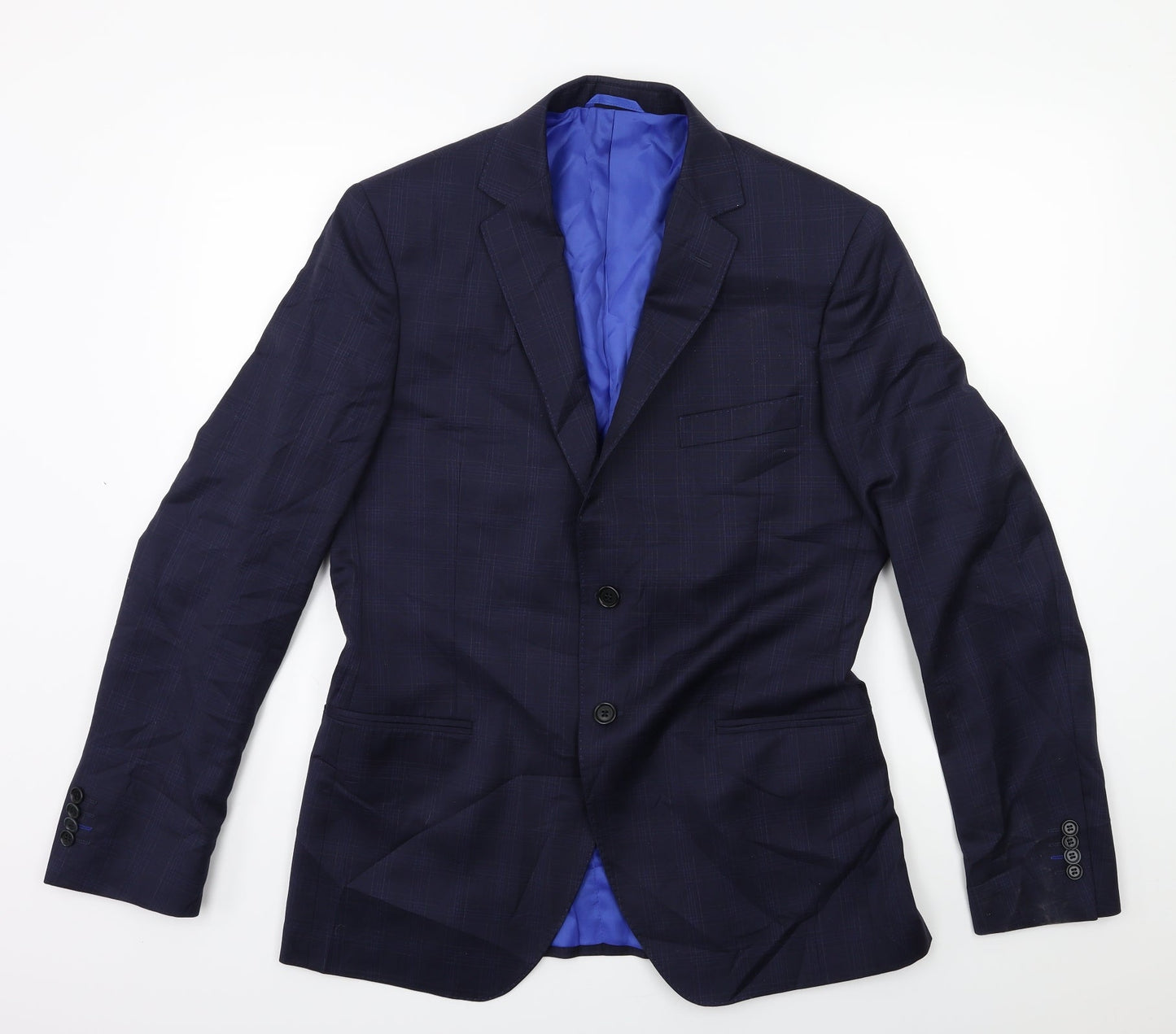 Preworn Mens Blue Check  Jacket Suit Jacket Size 38