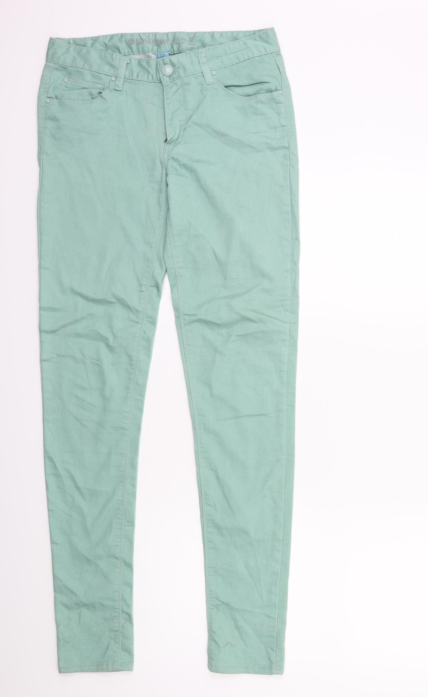 Denim & Co. Womens Green  Denim Skinny Jeans Size 10 L28 in
